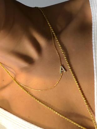 Asymmetric Letter Stone Silver Necklace