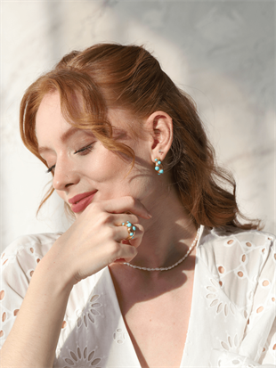 Ayza Turkuaz Halka Küpe