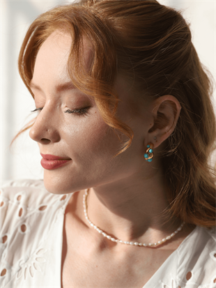 Ayza Turkuaz Halka Küpe