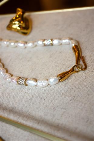 Bayem Taşlı İnci Kolye