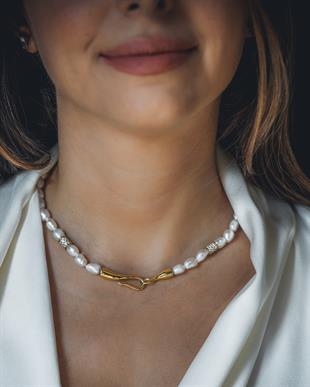 Bayem Taşlı İnci Kolye