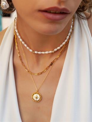 White Enamel North Star Medallion