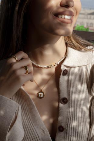 White Enamel North Star Medallion