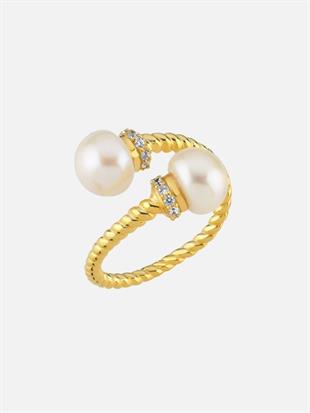 Twisted Spiral Pearl Ring