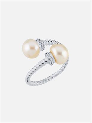 Twisted Spiral Pearl Ring