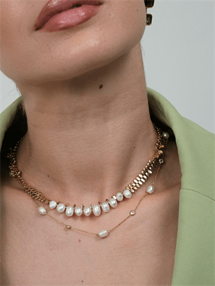 Caria Oval Pearl and Hematite Necklace