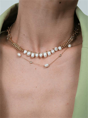 Caria Oval Pearl and Hematite Necklace