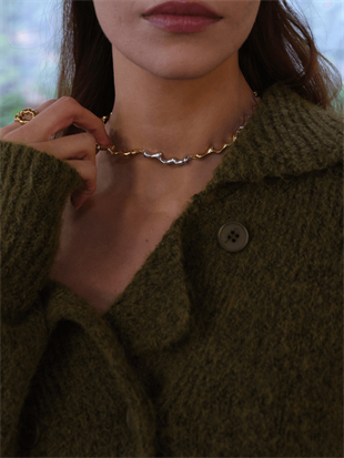 Dery Çift Renk Damla Kolye Choker