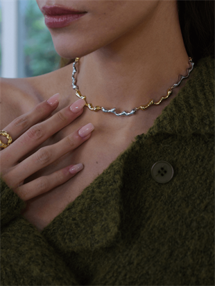 Dery Çift Renk Damla Kolye Choker