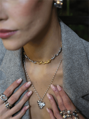 Dery Çift Renk Damla Kolye Choker