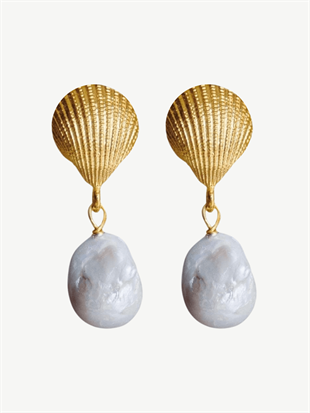 Deniz Kabuğu Barok İnci Küpe