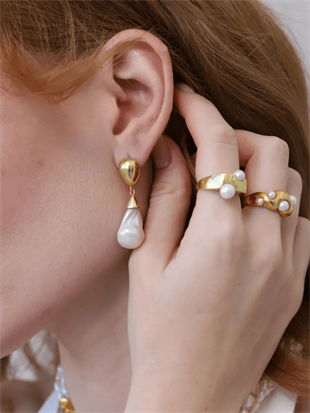 Depi Büyük Barok İnci Küpe