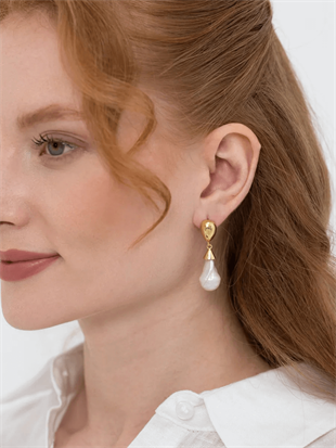 Depi Büyük Barok İnci Küpe