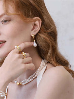 Depi Büyük Barok İnci Küpe