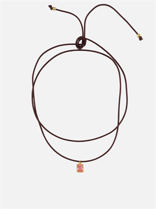 Leather Cord Crystal Stone Necklace