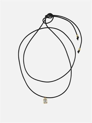 Leather Cord Crystal Stone Necklace