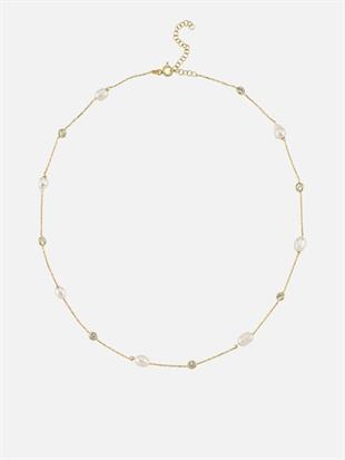 Dione Stone Chain Pearl Necklace