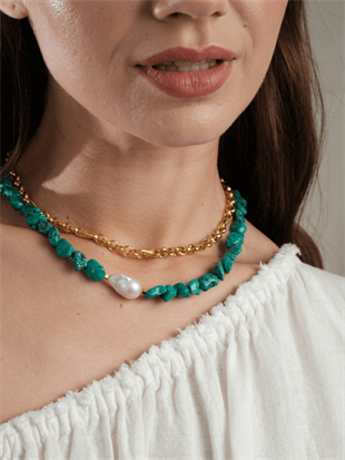 Ephyra Baroque Pearl and Turquoise Necklace