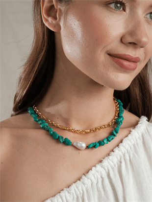 Ephyra Baroque Pearl and Turquoise Necklace