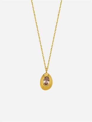 14k Gold Ella Stone Oval Necklce