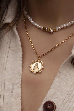 Letter Medallion Chain Necklace