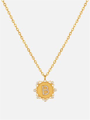 Harf Madalyon Zincir Kolye