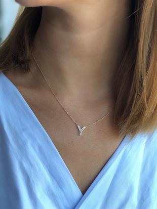 14k Gold Stone Letter Necklace