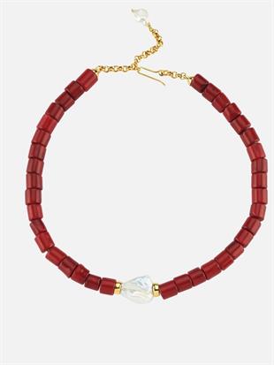 Harmonia Baroque Pearl and Red Coral Necklace