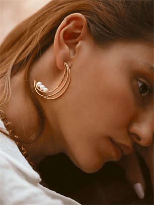 İçi İncili Halka Küpe