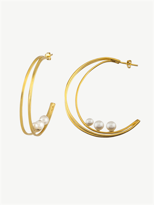 İçi İncili Halka Küpe