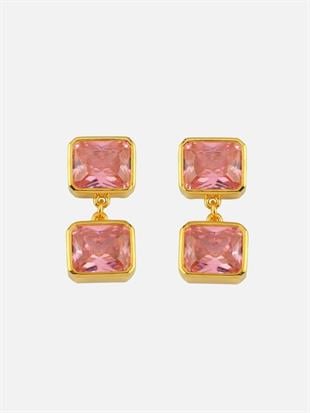 Double Crystal Stone Dangle Earrings