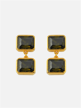 Double Crystal Stone Dangle Earrings