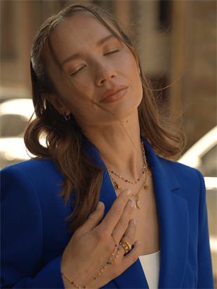 Blue Lapis Stone Chain Necklace with Pearls