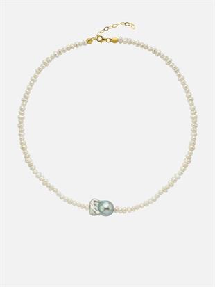 İnka Gri Barok İncili Kolye