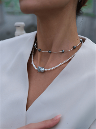 İnka Gri Barok İncili Kolye