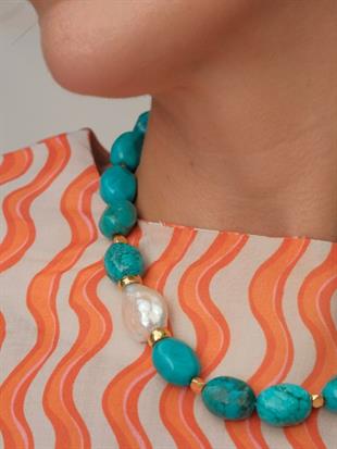 Kallisti Baroque Pearl and Turquoise Necklace