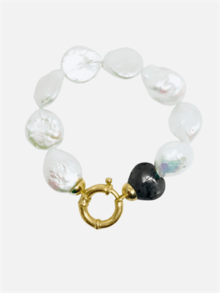 Heart Onyx Pearl Bracelet