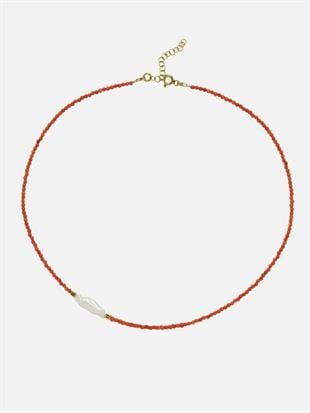 Kely Red Coral Small Pearl Necklace