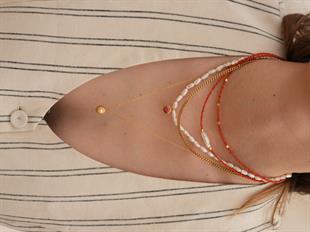 Kely Red Coral Small Pearl Necklace