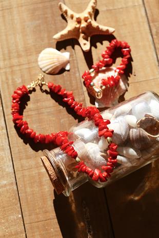 Red Coral Silver Bulk Necklace