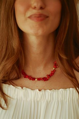 Red Coral Silver Bulk Necklace