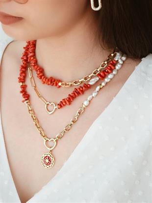 Red Coral Chain Necklace