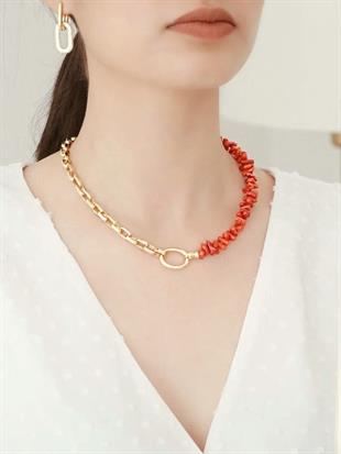 Red Coral Chain Necklace