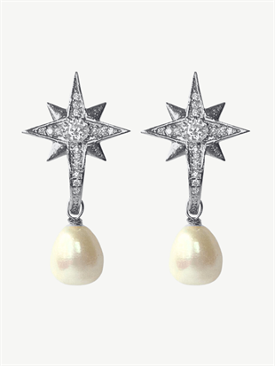 Kutup Yıldızı İncili Küpe