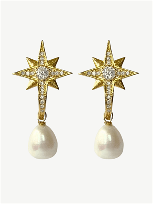 Kutup Yıldızı İncili Küpe