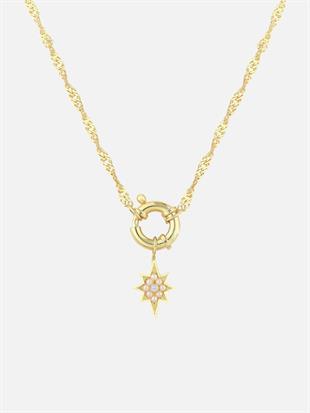 Kutup Yıldızı Kilitli İncili Kolye