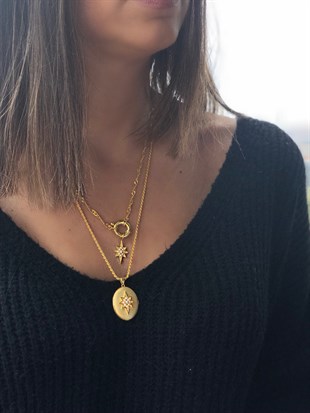 Kutup Yıldızı Kilitli İncili Kolye