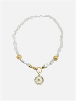 North Star Medallion Pearl Necklace