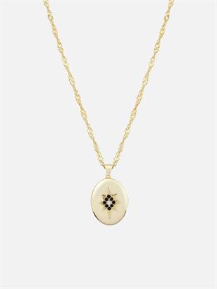 North Star Black Stone Medallion Necklace