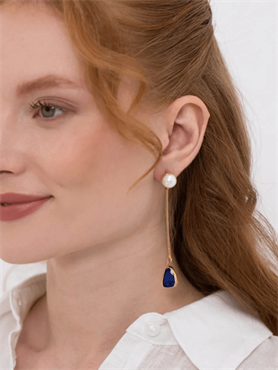 Lapis Doğal İnci Küpe